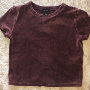 Forever21 Velvet T-Shirt in Burgundy
